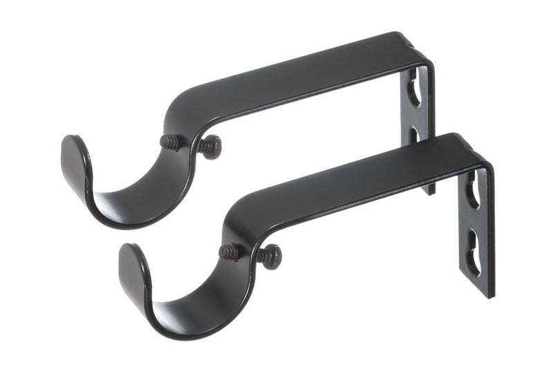 Ivilon Ivilon Fixed Brackets for Curtain Rods  for 1 or 1 18 Inch Rods Set of 2  Black 