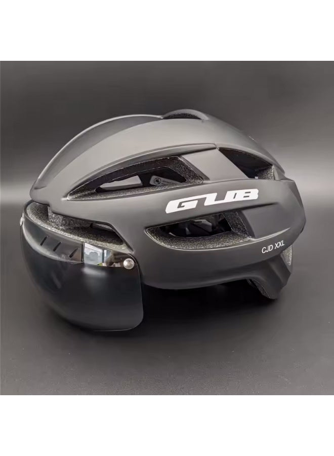 جي يو بي خوذة دراجة هوائية GUB XXL مزودة بضوء LED قابل للشحن وعدسة مغناطيسية قابلة للإزالة – خفيفة الوزن ومناسبة للطريق والمغامرات أسود - Image 1