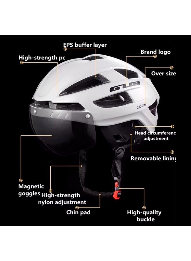 جي يو بي خوذة دراجة هوائية GUB XXL مزودة بضوء LED قابل للشحن وعدسة مغناطيسية قابلة للإزالة – خفيفة الوزن ومناسبة للطريق والمغامرات أسود - Image 3
