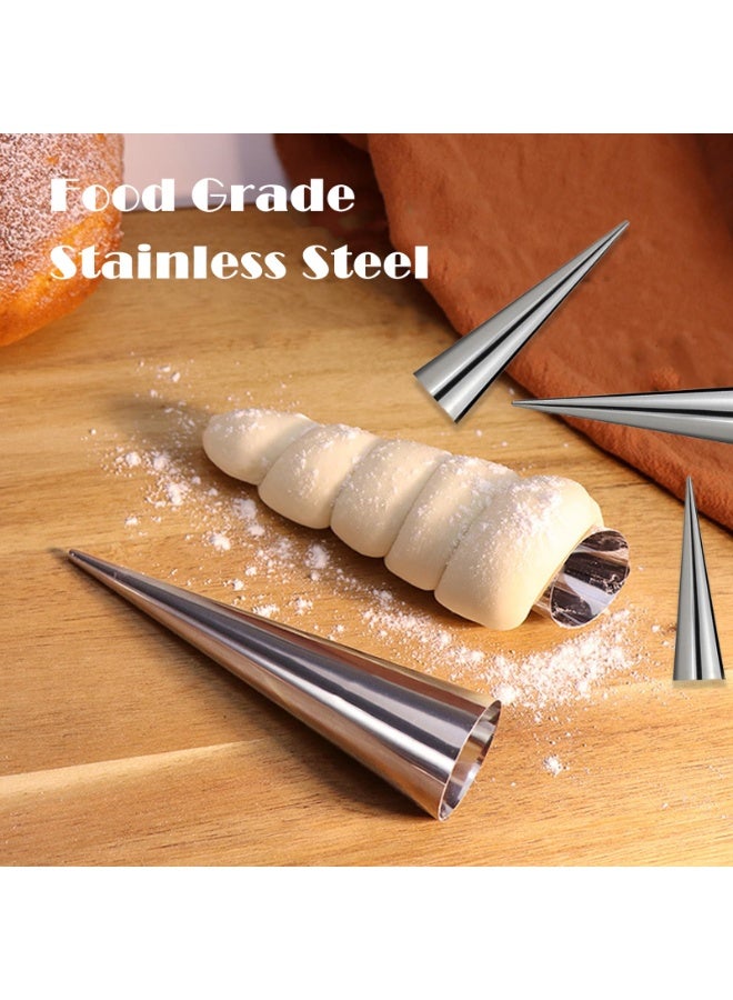 6 Pcs Horn Cannoli Tubes,Non-Stick Cream Horn Cones Tubes Stainless Steel Conical Croissant Pastry Baking Moulds,Cannoli Form Roll Mold Corner Shaper for Anniversary and Daily Use(3 Size) - Image 4