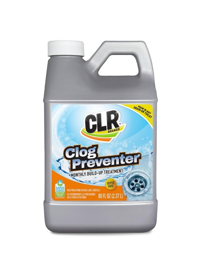 CLR CLR Brands® Clog Preventer Clear Pipes and Drains Monthly Drain Build Up Remover, Helps Degrade Sources of Clogs to Keep Drains Flowing Smoothly, Safe on All Pipes and Drains - 80 Ounce Bottle  - Image 1