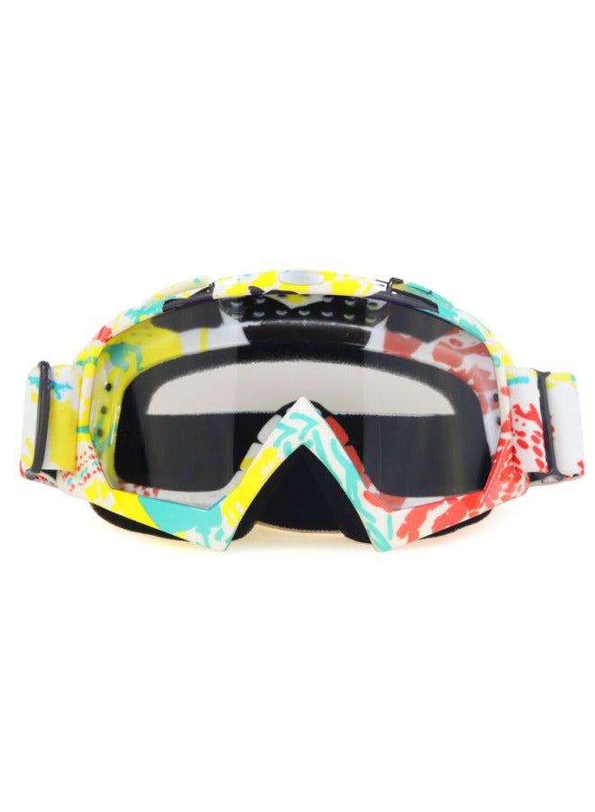 Graffiti Frame Motocross Ski Goggles with Transparent Lens for Men and Women