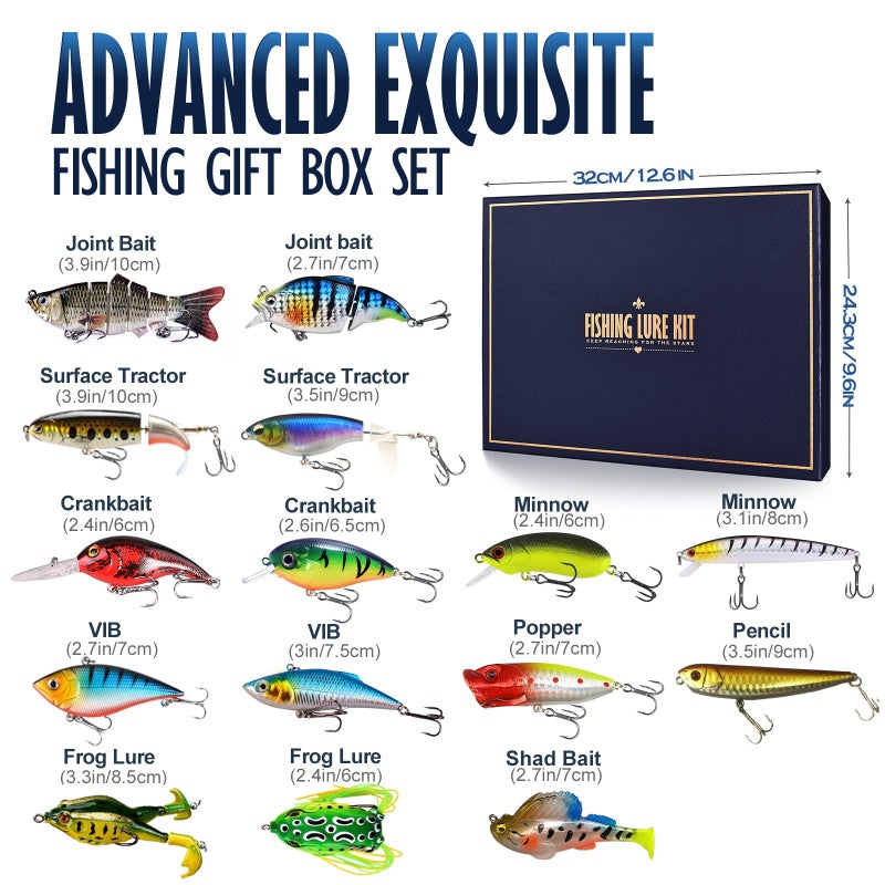 HALF CRESCEN Fishing Lures Kit for Diving Bass/Trout/Pike with Lifelike Action, Fishing Gear Set for 2025 Xmas (Gift Box 1) - Image 4