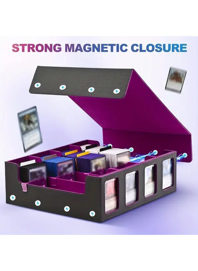 Black Purple Magic Card Storage Box With Display Window 2400 Capacity Removable Cover - Image 4