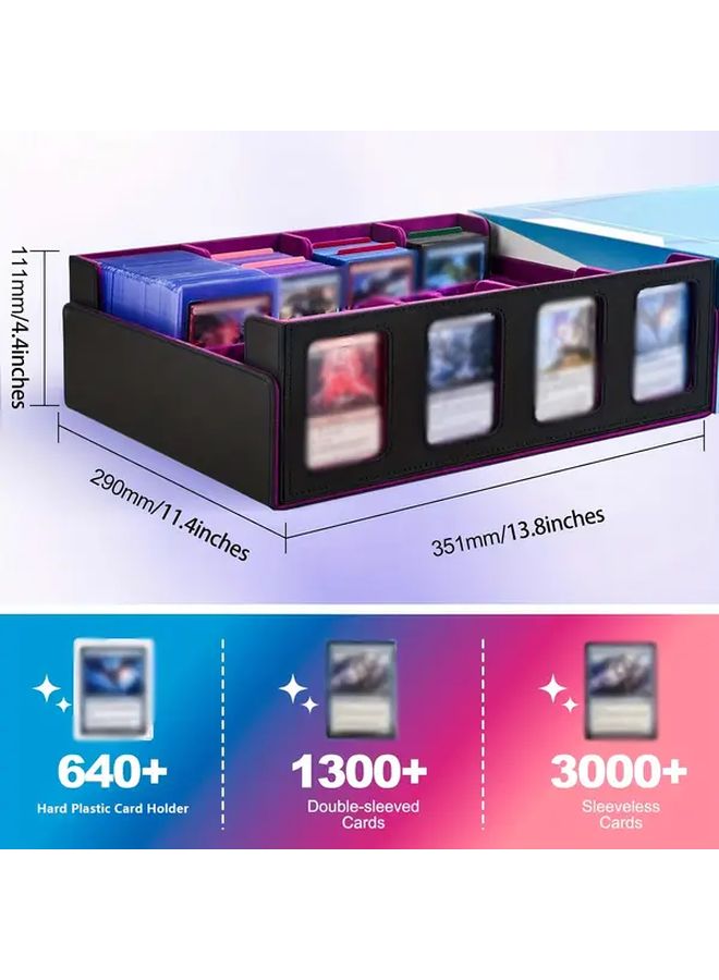 Black Purple Magic Card Storage Box With Display Window 2400 Capacity Removable Cover - Image 3