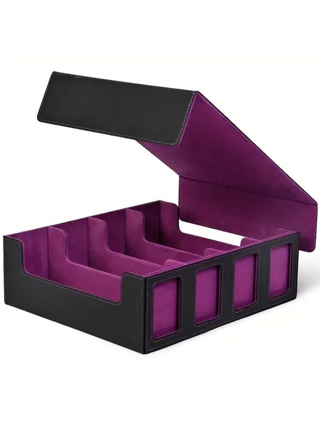 Black Purple Magic Card Storage Box With Display Window 2400 Capacity Removable Cover - Image 1