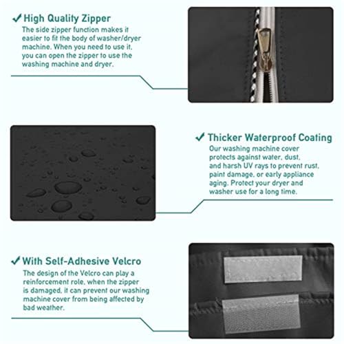 STARTWO Washer/Dryer Cover,Washer and Dryer Covers，Washine Machine Cover for Waterproof and Dustproof Thickening Front-Loading Machine，Washer Cover Fit for Most Front-loading Washer (black) - Image 4