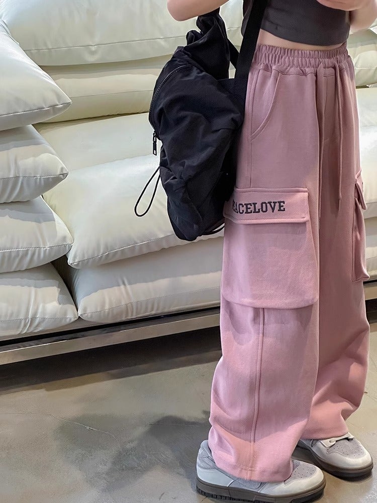 Girls' Workwear Casual Pants Children'S Sports Pants Girls' Spring Loose Straight Wide Leg Pants - Image 2