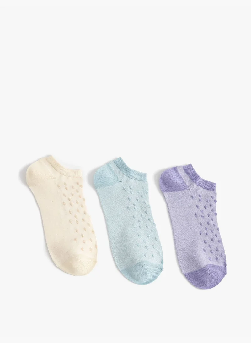 KOTON Basic 3-Pack Bootie Socks Set Tissued