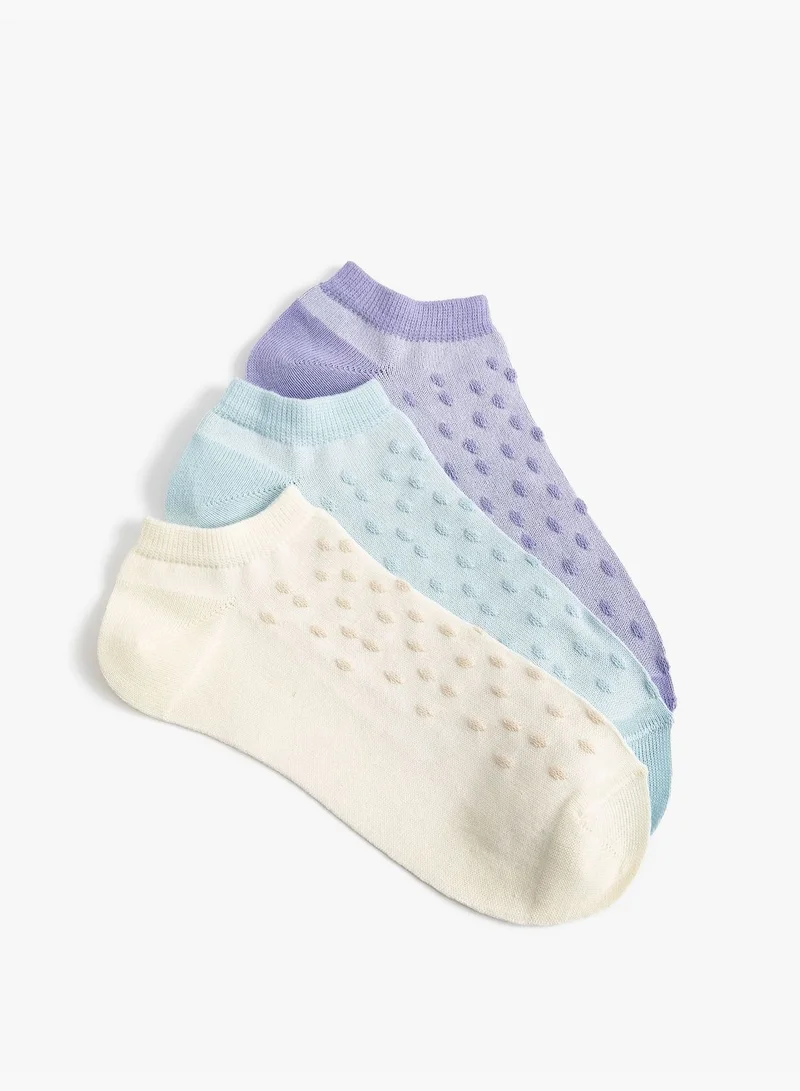 KOTON Basic 3-Pack Bootie Socks Set Tissued