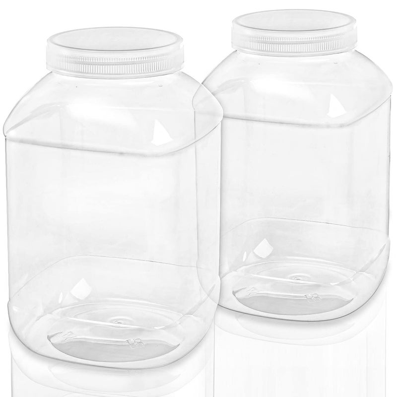 ZOOFOX 2 Pack Clear Plastic Jars 15 Gallon Square Storage Containers with ScrewOn Lids Refillable Empty Jars for Kitchen  Household Storage of Dry Goods Peanut Candy Airtight