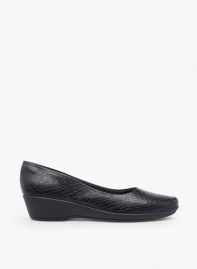 Piccadilly Women's Textured Slip-On Ballerina Shoes with Wedge Heels - Image 3
