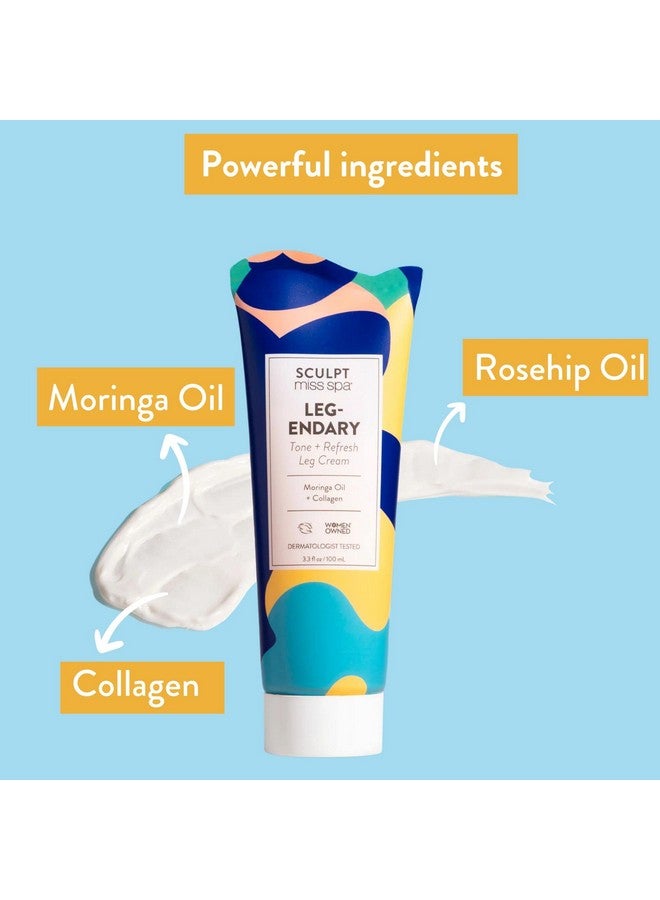 MISS SPA Leg Cream Collagen Leg Cream Moringa Rosehip Oil Help Tone Refresh Tired Legs Anti Aging Skin Care Products Body Lotion Dermatologist Tested 3.3 Fl Oz - Image 4