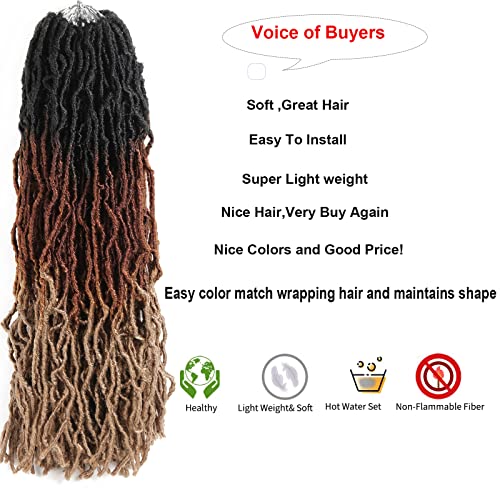 Ahrencan Faux Locs Crochet Hair 24 Inch,Soft Goddess Locs Crotchet Hair, 6 Packs Long Three Tone Locs Crochet Braids Pre looped Wavy Dreads Extensions Crotchet Braiding Hair(24”,T1B/30/27) - Image 5