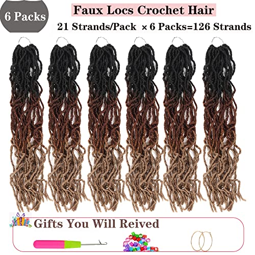 Ahrencan Faux Locs Crochet Hair 24 Inch,Soft Goddess Locs Crotchet Hair, 6 Packs Long Three Tone Locs Crochet Braids Pre looped Wavy Dreads Extensions Crotchet Braiding Hair(24”,T1B/30/27) - Image 2