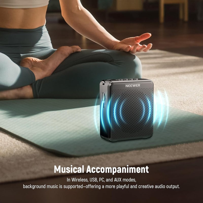 VA02 Voice Amplifier with Wireless Microphone, Portable Mini USB C Rechargeable Noise Cancelling Sound Speaker Megaphone & Mic Set, 10Hrs, 15m Range for Classroom Teachers Trainers Tour Guides - Image 4
