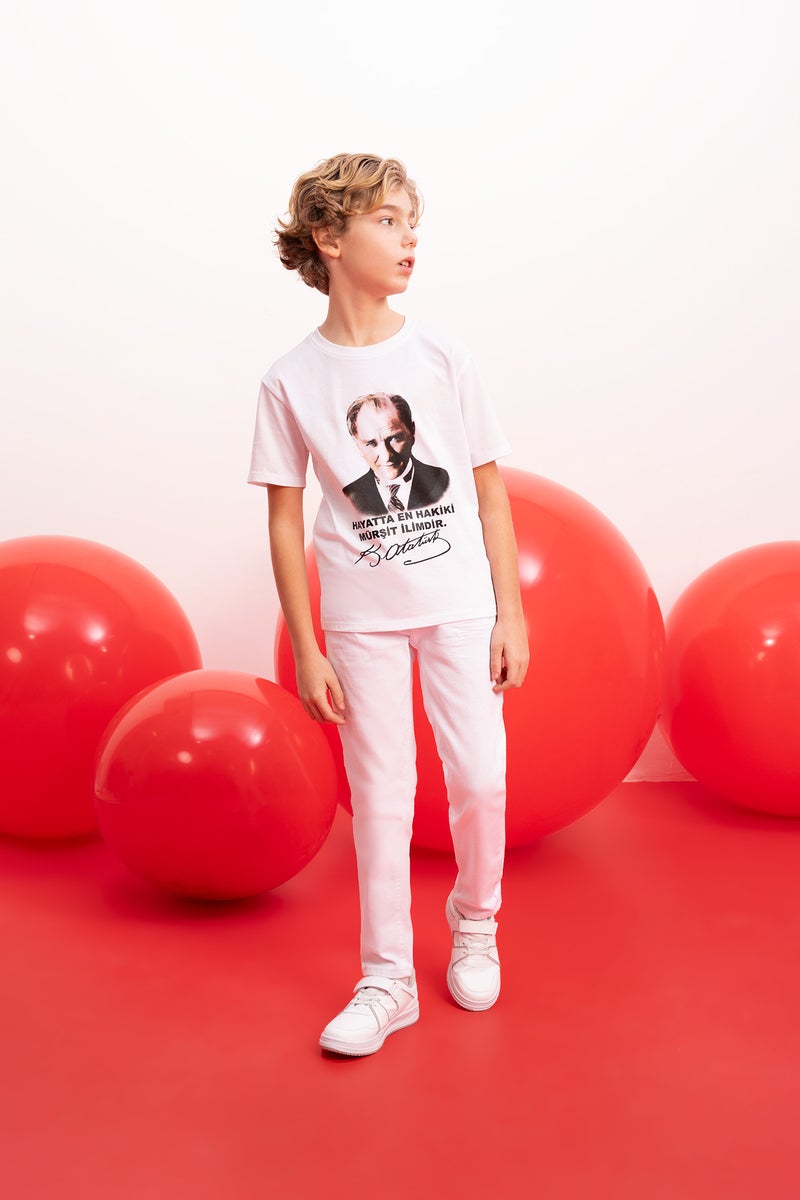 DeFacto White Boy Boy Straight Fit Straight Leg White Jeans Casual - Image 1