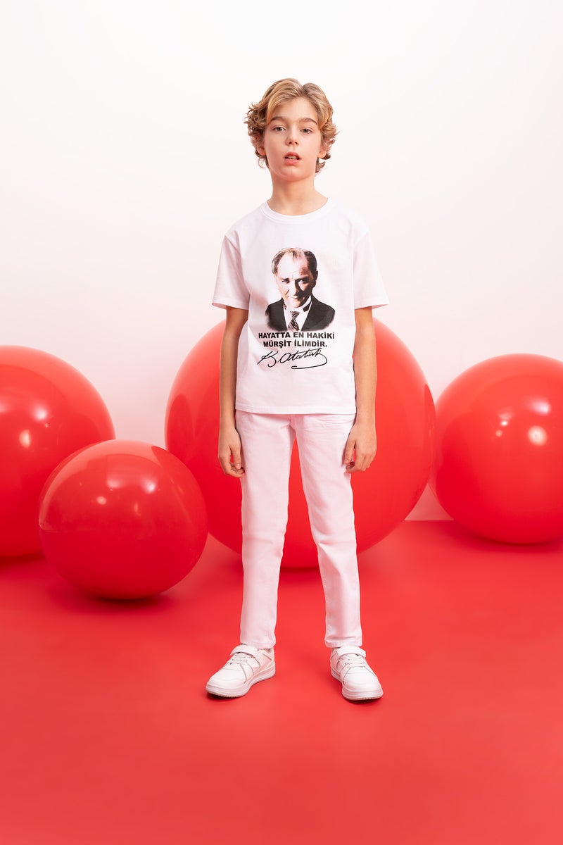 DeFacto White Boy Boy Straight Fit Straight Leg White Jeans Casual - Image 2