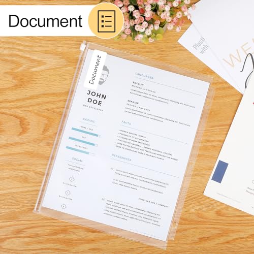 KTRIO Letter Size Binder Pockets 3 Ring Binder Zipper Pouch 12 Pack, 3 Holes Clear PVC Loose Leaf Bags 8.5"×11" Document Folders for Business Office School Supplies - Image 5