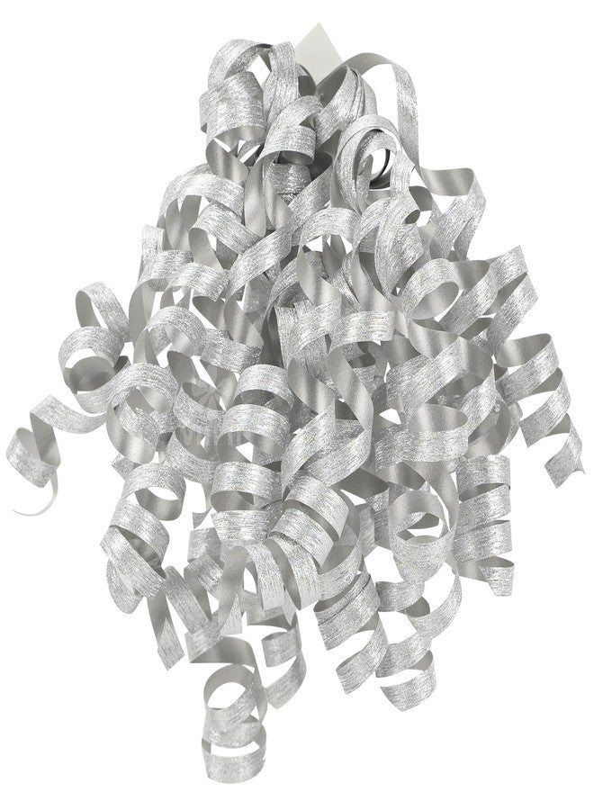 MEEDEE 5 Inch Silver Self-Adhesive Linear Glitter Curly Gift Bows – Perfect for Christmas, Holiday, and All-Occasion Decorations on Gift Wrapping Paper, Gift Bags, and Boxes (12 Count - Image 1