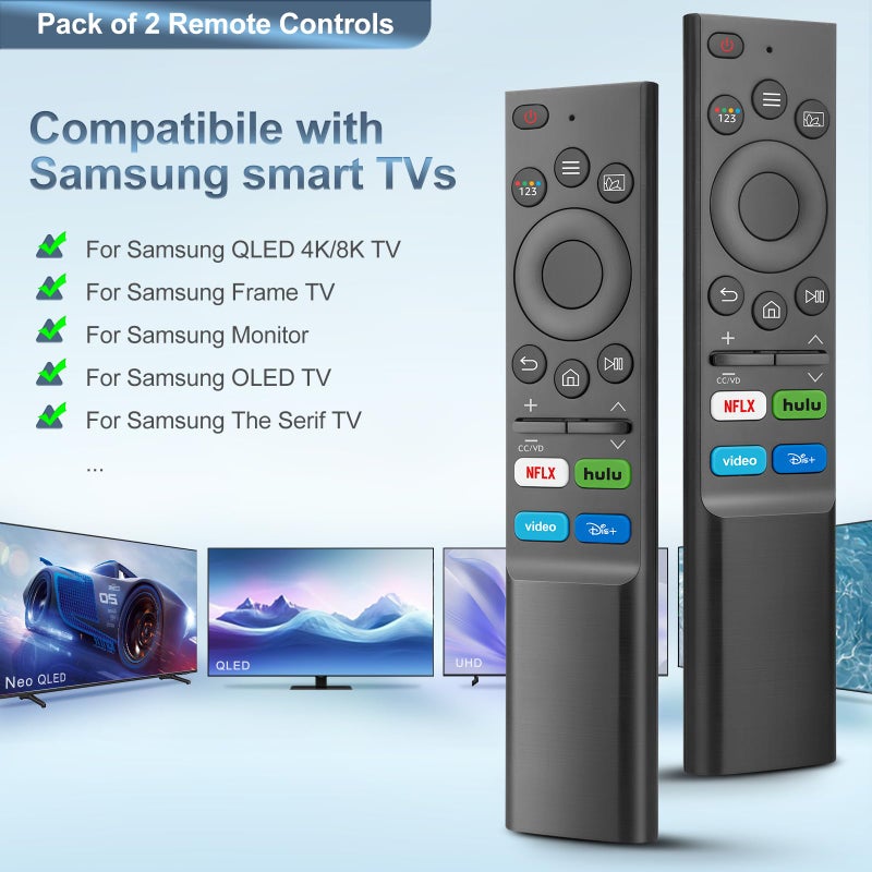 Angrox ã€Pack of 2ã€‘ Universal Replacement Remote Control for Samsung TVs - Compatible with The Frame QLED OLED UHD 4K/8K Smart TVs & Monitor Series - Image 2