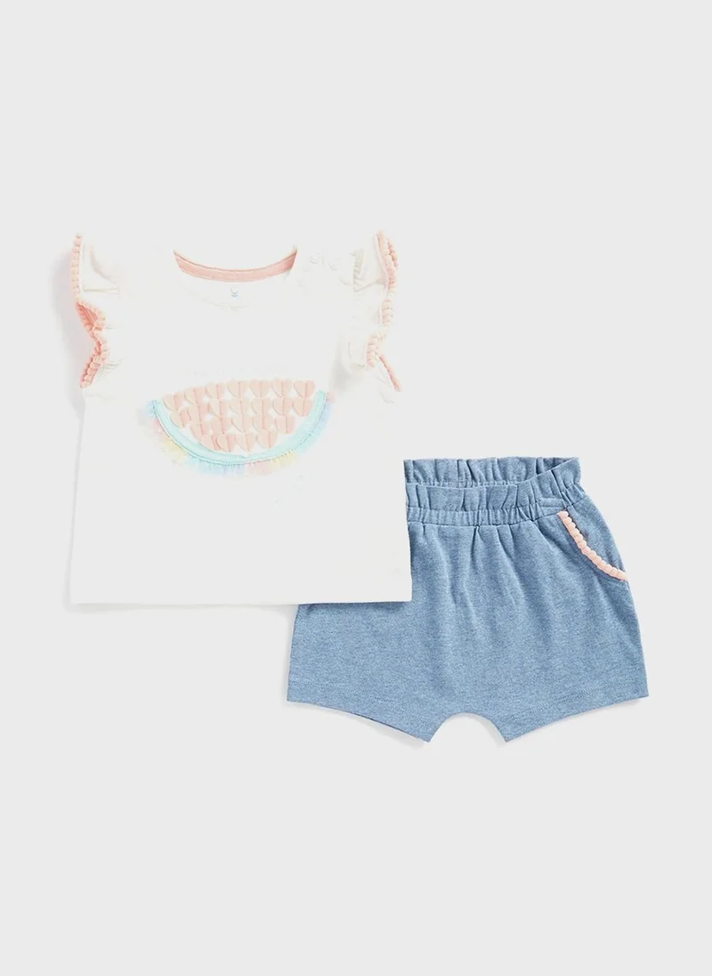 مذركير Kids Heart Print T-Shirt & Shorts Set