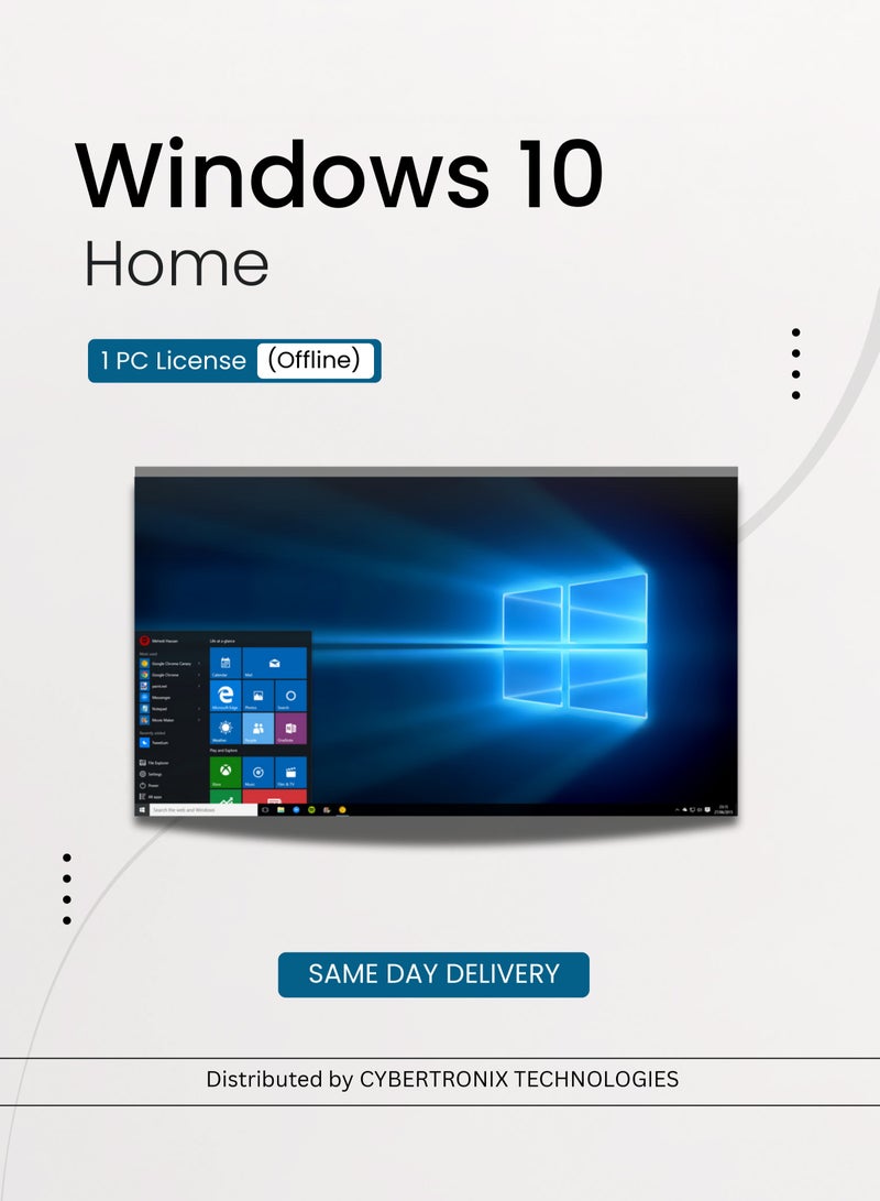 Windows Microsoft Windows 10 Home | 1 PC License (Offline) | Digital License | SAME DAY DELIVERY