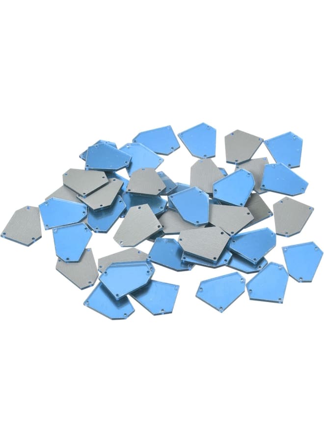 50pcs Sew on Acrylic Irregular Mirror Piece DIY Mirrored Rhinestones Mirror Beads for Evening Dresses Cloth Garment Light Blue 25x20mm  - Image 1