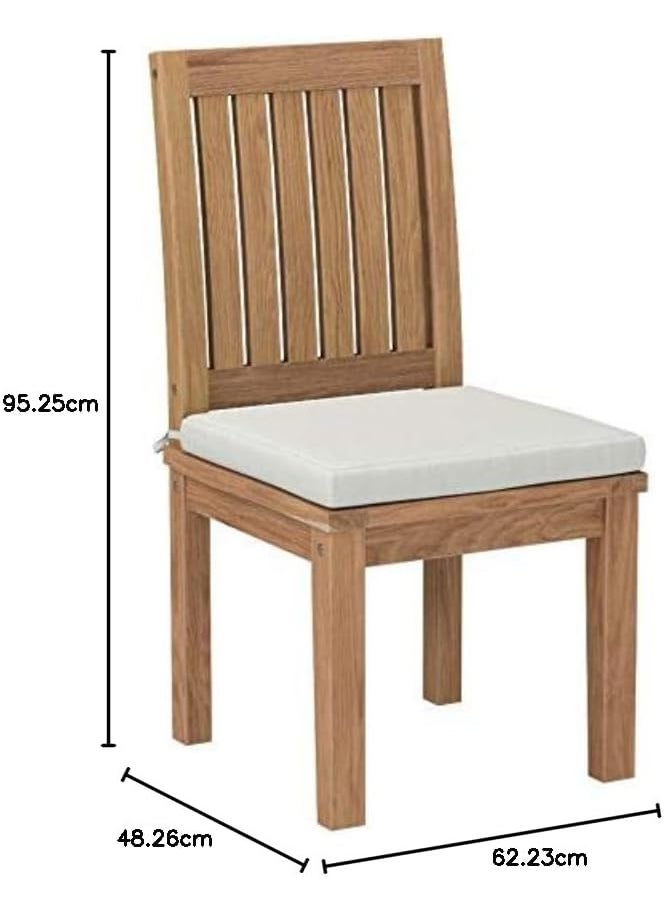 Modway Modway EEI2700NATWHI Marina Premium Grade A Teak Wood Outdoor Patio Dining Side Chair Natural White  - Image 3
