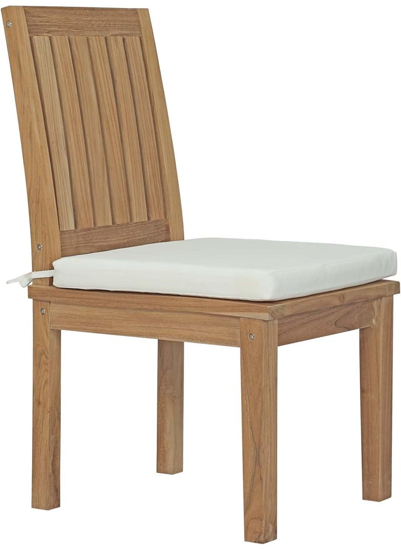 Modway Modway EEI2700NATWHI Marina Premium Grade A Teak Wood Outdoor Patio Dining Side Chair Natural White  - Image 4