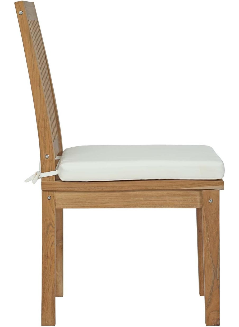 Modway Modway EEI2700NATWHI Marina Premium Grade A Teak Wood Outdoor Patio Dining Side Chair Natural White  - Image 5