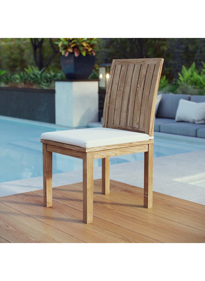 Modway Modway EEI2700NATWHI Marina Premium Grade A Teak Wood Outdoor Patio Dining Side Chair Natural White  - Image 2