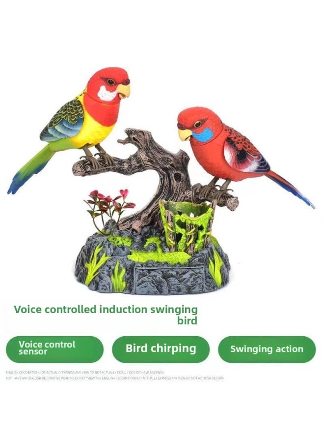 Net Red Electric Parrot Simulation Bird Will Call Voice-activated Induction Electronic Bird Baby 3-6 Educational Toy Gift-Color:Crispy Bird Mining Fake Tree Model-hl517e-Specifications:Battery Version [free Three Batteries]  - Image 3