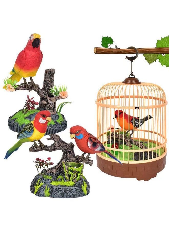 Net Red Electric Parrot Simulation Bird Will Call Voice-activated Induction Electronic Bird Baby 3-6 Educational Toy Gift-Color:Crispy Bird Mining Fake Tree Model-hl517e-Specifications:Battery Version [free Three Batteries]  - Image 4