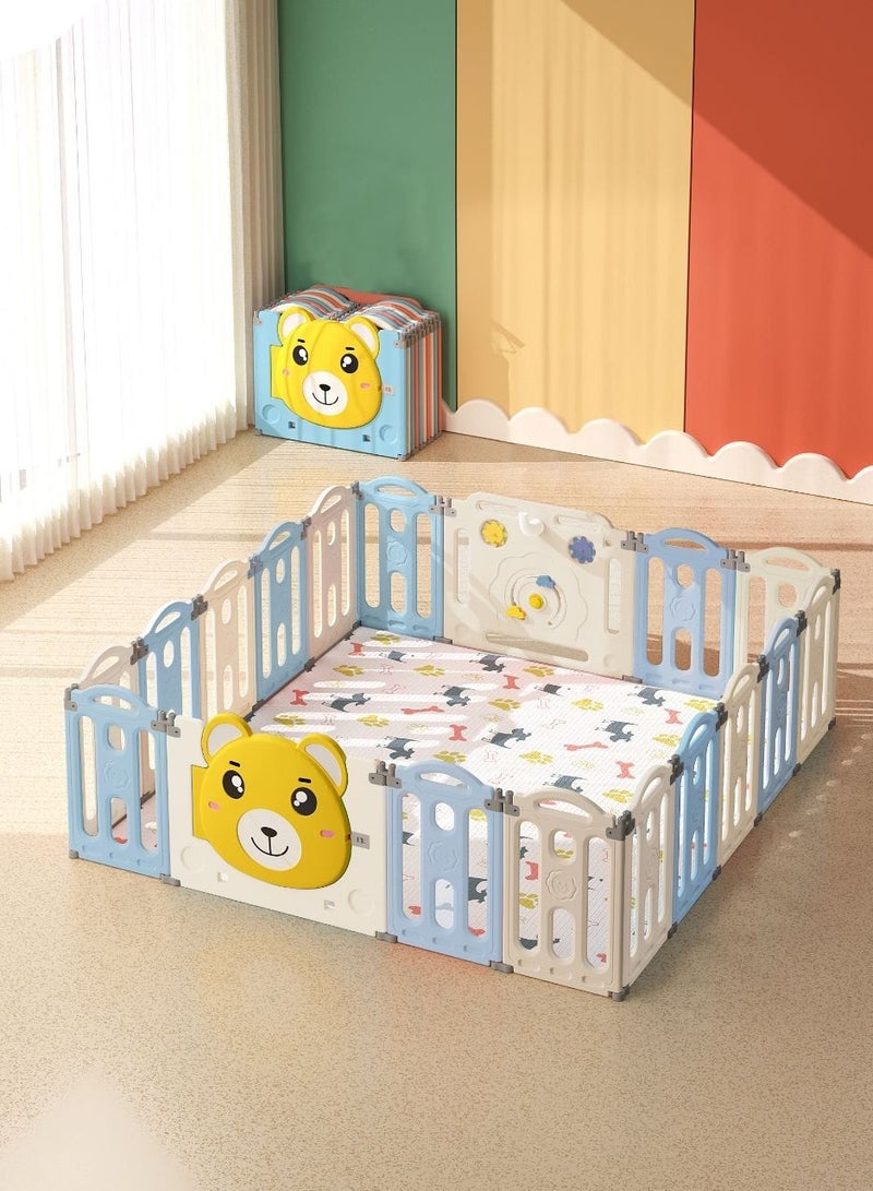 فول جوي ساحات لعب محمولة، حظيرة لعب للأطفال، سياج كرات، أسوار قابلة للطي للزحف مع حلقة كرة سلة ,185*148*62 سم - Image 1