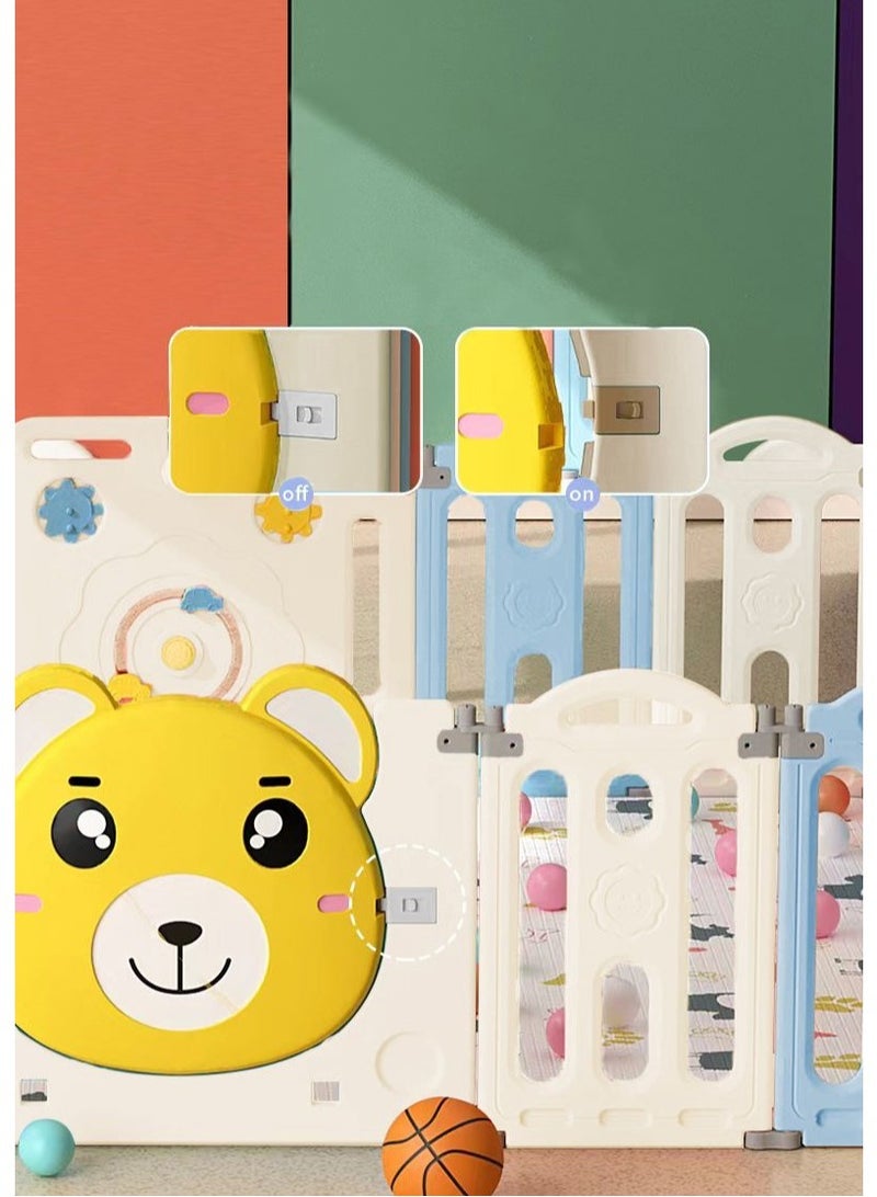فول جوي ساحات لعب محمولة، حظيرة لعب للأطفال، سياج كرات، أسوار قابلة للطي للزحف مع حلقة كرة سلة ,185*148*62 سم - Image 3