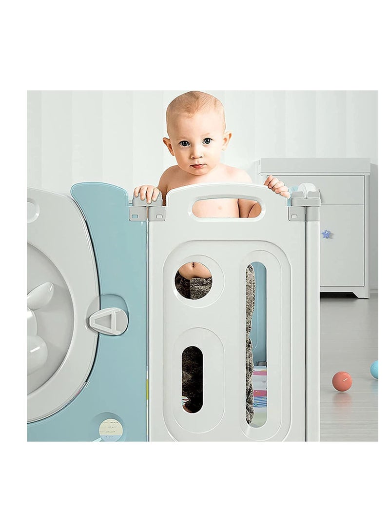 فول جوي ساحات لعب محمولة، حظيرة لعب للأطفال، سياج كرات، أسوار قابلة للطي للزحف مع حلقة كرة سلة ,185*148*62 سم - Image 5