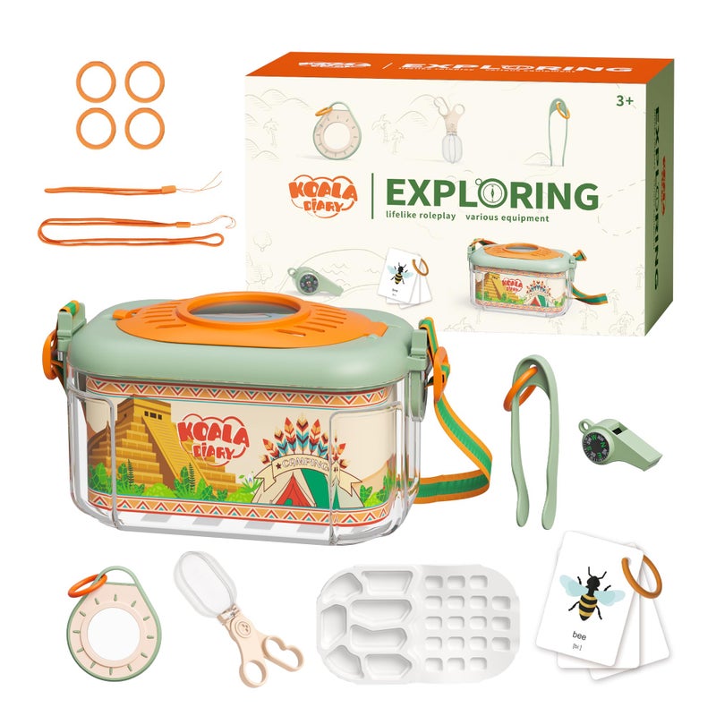 KOALA DIARY Bug Catcher for Kids Explorer Bug Catching KitMagnifying Glass Tweezers Whistle Compass Learning Guide Insect Habitat Outdoor Toys3 Year Kids Bug Catcher Set - Image 3