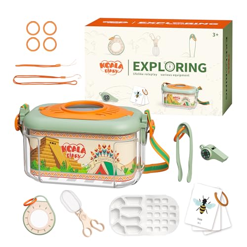 KOALA DIARY Bug Catcher for Kids Explorer Bug Catching KitMagnifying Glass Tweezers Whistle Compass Learning Guide Insect Habitat Outdoor Toys3 Year Kids Bug Catcher Set - Image 1