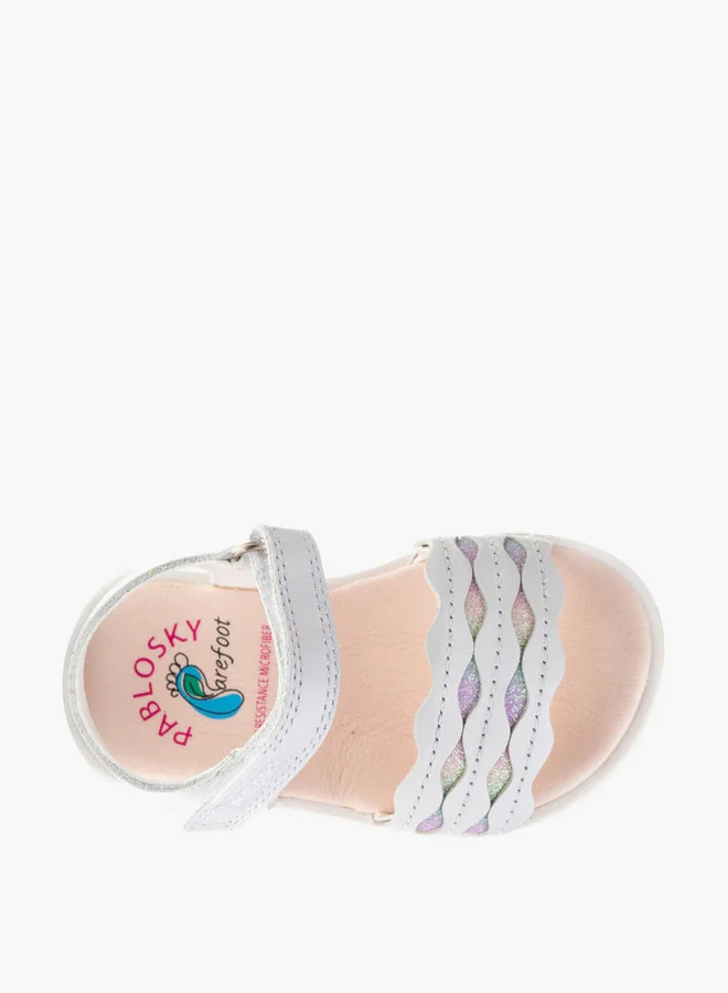 Pablosky Girls' Strappy Sandals with Hook and Loop Closure