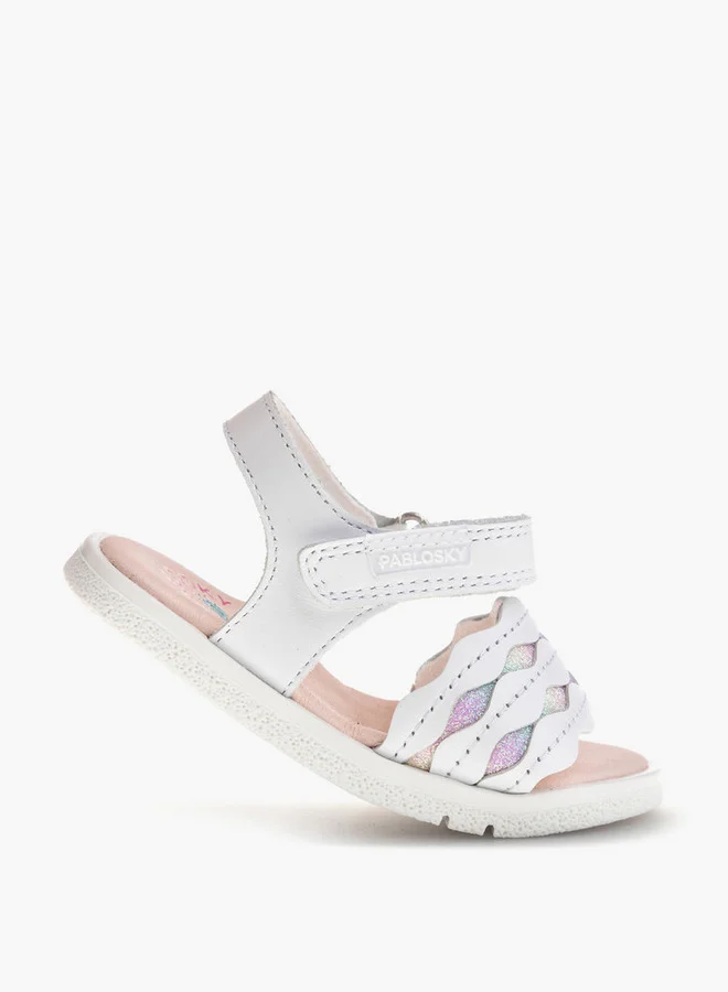 Pablosky Girls' Strappy Sandals with Hook and Loop Closure