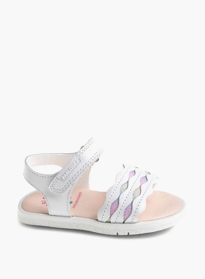 Pablosky Girls' Strappy Sandals with Hook and Loop Closure