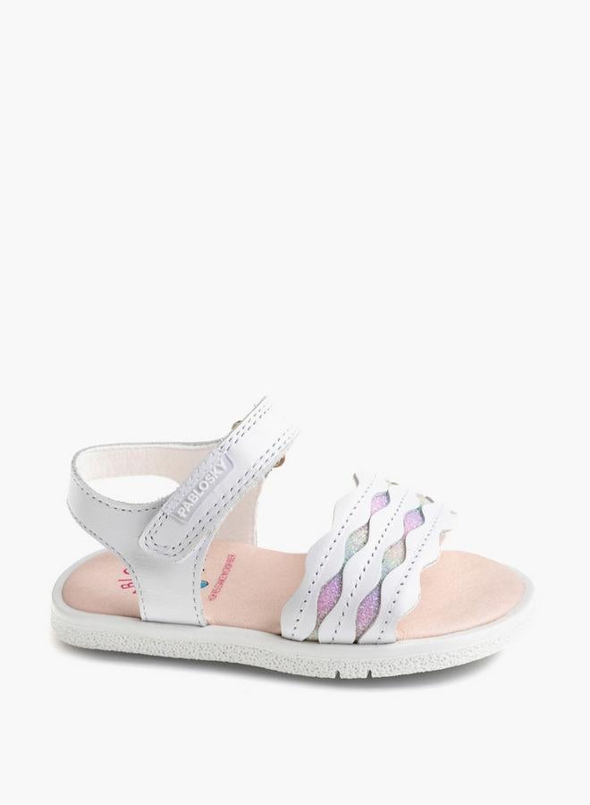 Pablosky Girls' Strappy Sandals with Hook and Loop Closure - Image 1