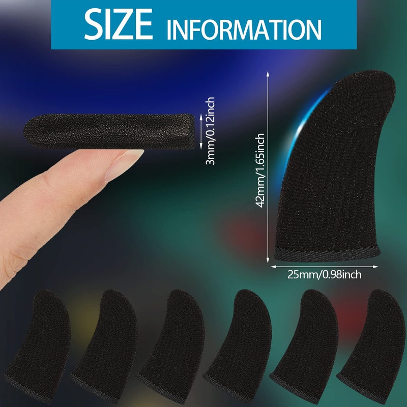 JOYUS Finger Sleeves for Gaming, Gamer Thumb Sleeves Mobile Gaming Stabilizer Compression Support Sleeve, PUBG Finger Gloves for Gaming Mobile Phone Game Finger Covers Wrap, Black, 3 Pairs - Image 3
