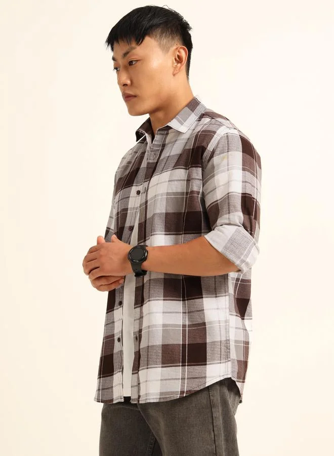Bushirt Bushirt Men Burgundy Checked Flannel Shirt