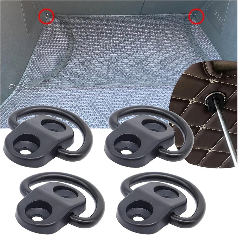 D-Ring Tie Downs Anchor 4 Pcs Ring Hook Trunk Cargo Net Floor Fixed Flat Screen Fixing Device Suitable for General Vehicle Models - Image 2