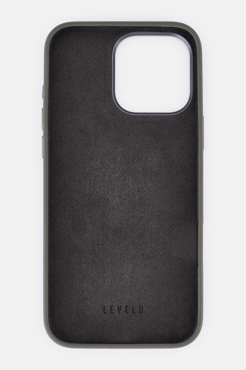 LEVELO حافظة آيفون 16 برو ماكس إيريس ماغسيف سيلكون سائل مع حامل حلقة، رمادي - Image 3