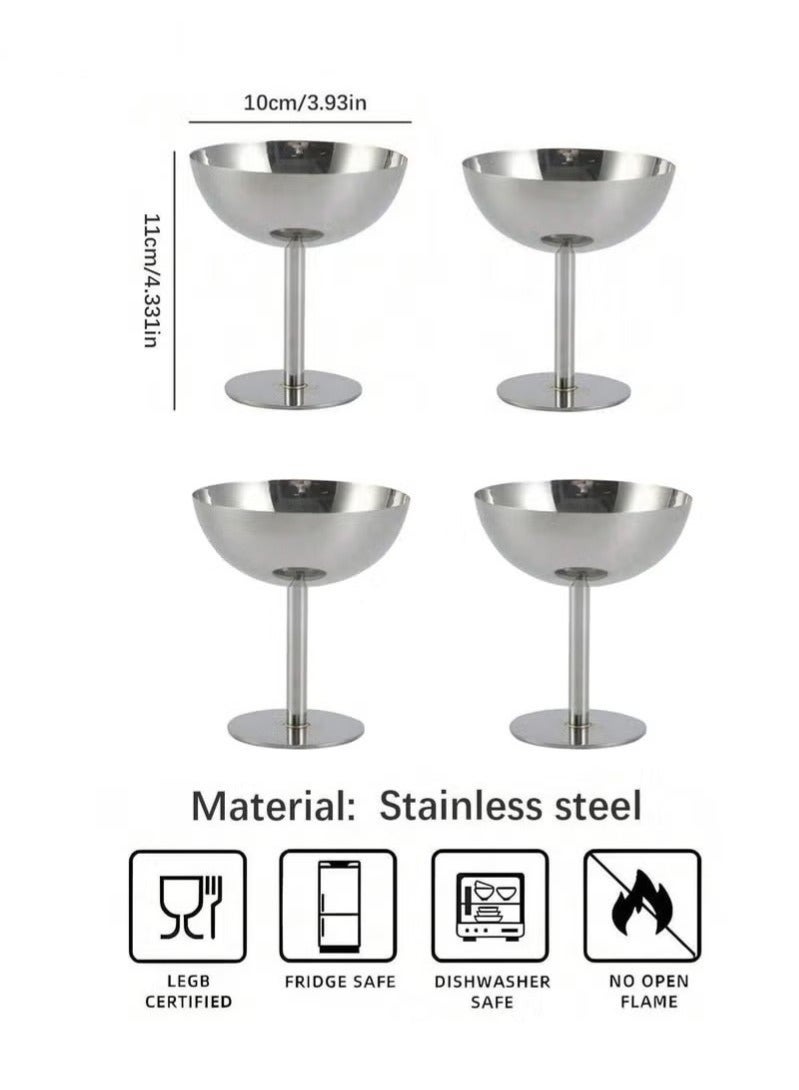 Arabest 4pcs Dessert Cup, Dessert Bowl, Stainless Steel Dessert Cup, Ice Cream Cup, Pudding Cup, Custard Bowl - Image 2