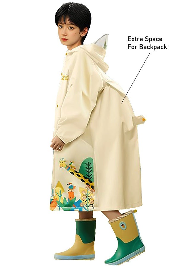LITTLE SURPRISE BOX Little Surprise Box,  Cream Animal Print knee length Raincoat for Kids & Teens-3XL - Image 3