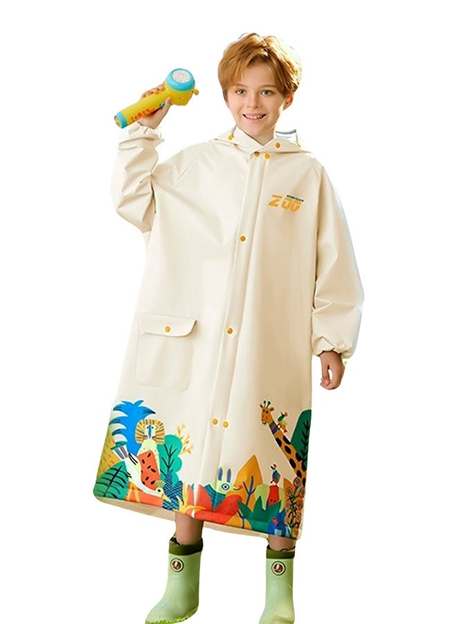 LITTLE SURPRISE BOX Little Surprise Box,  Cream Animal Print knee length Raincoat for Kids & Teens-3XL - Image 1